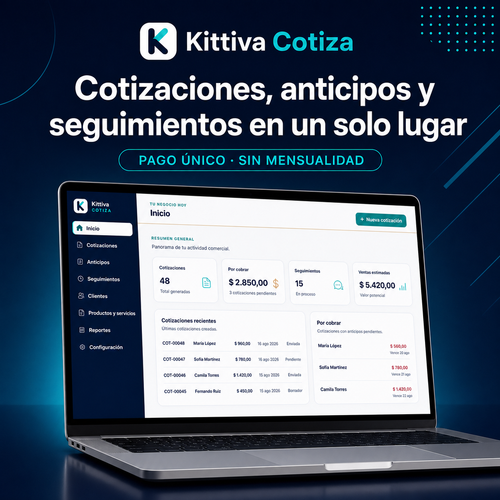 Kittiva Cotiza, gestor de cotizaciones, anticipos y seguimientos