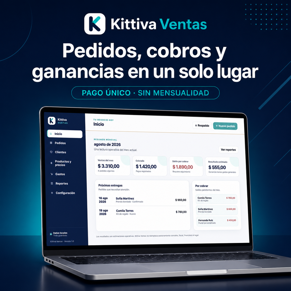 Kittiva Ventas: gestor de pedidos, cobros y ganancias